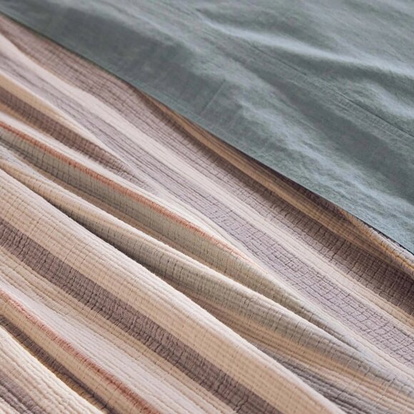 Coyuchi Topanga Organic Matelasse Blanket King Sunset Stripe Excellent - Picture 1 of 7